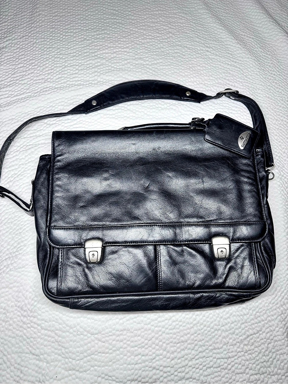 Samsonite Black Briefcase Messenger Shoulder Bag with Strap & Organizer